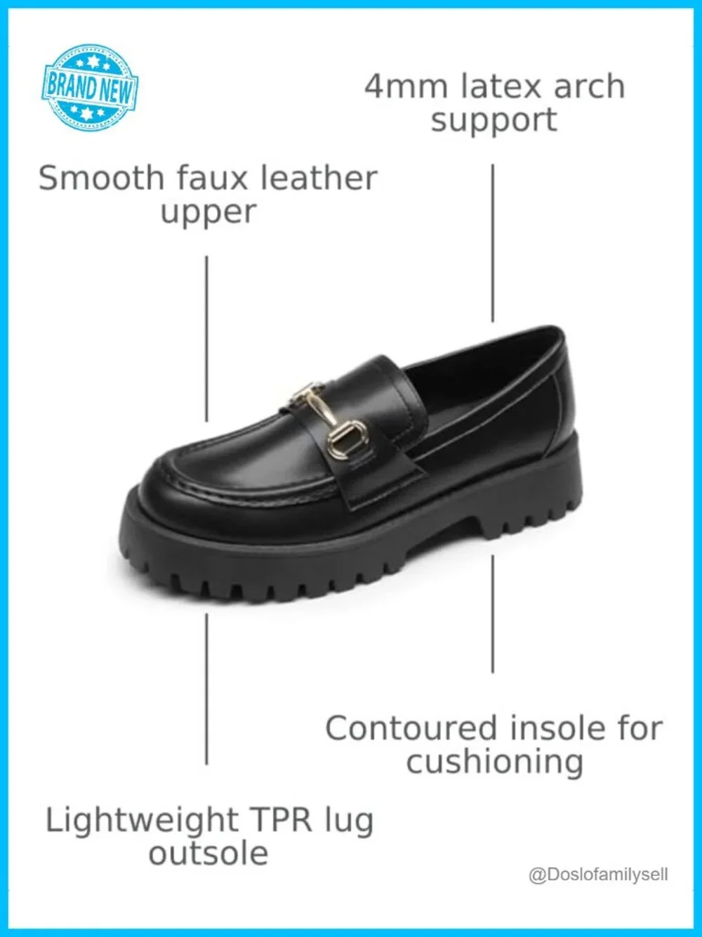 Platform Chunky Loafers Faux Leather Slip-On Work Shoes